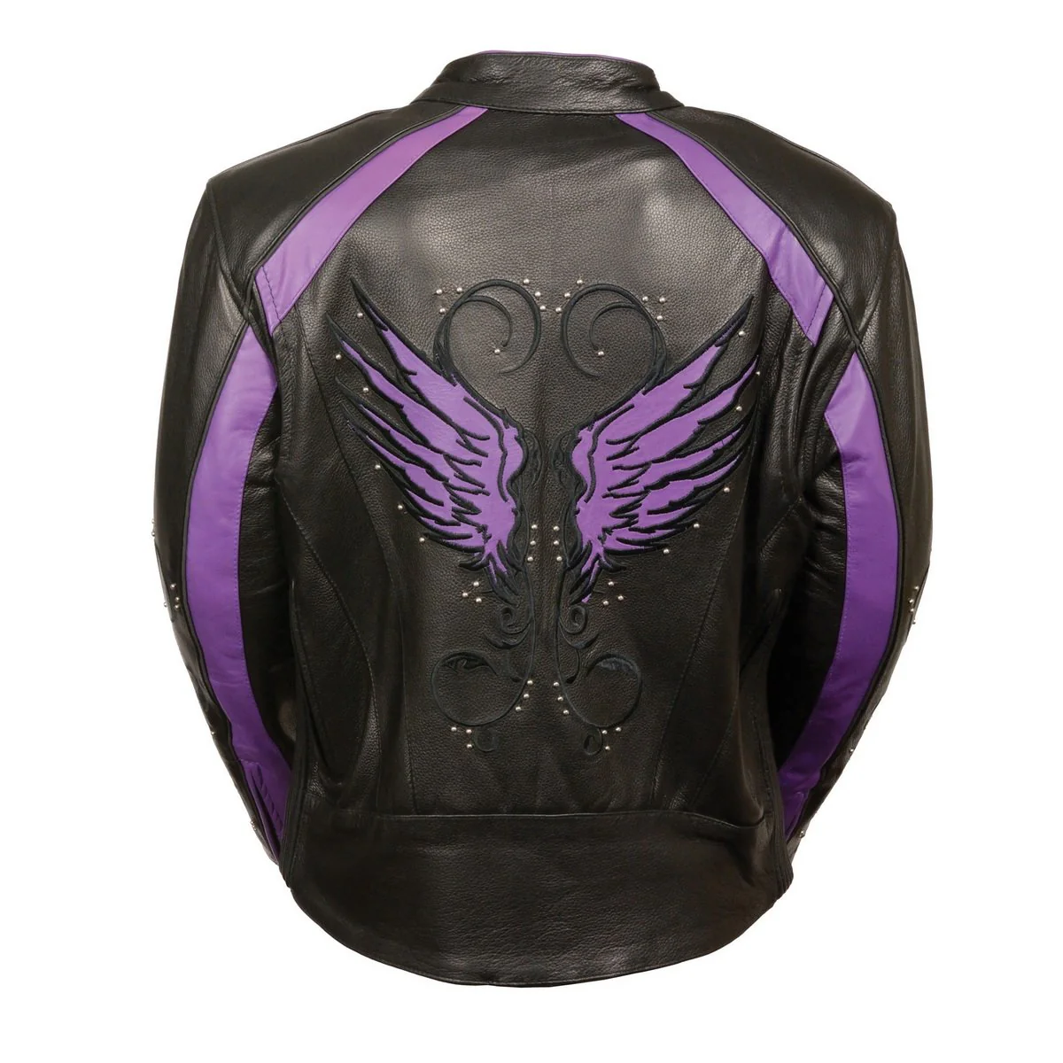 Milwaukee Leather ML1952 Women's Black and Purple Embroidered and Stud Design Scooter Jacket - Image 2
