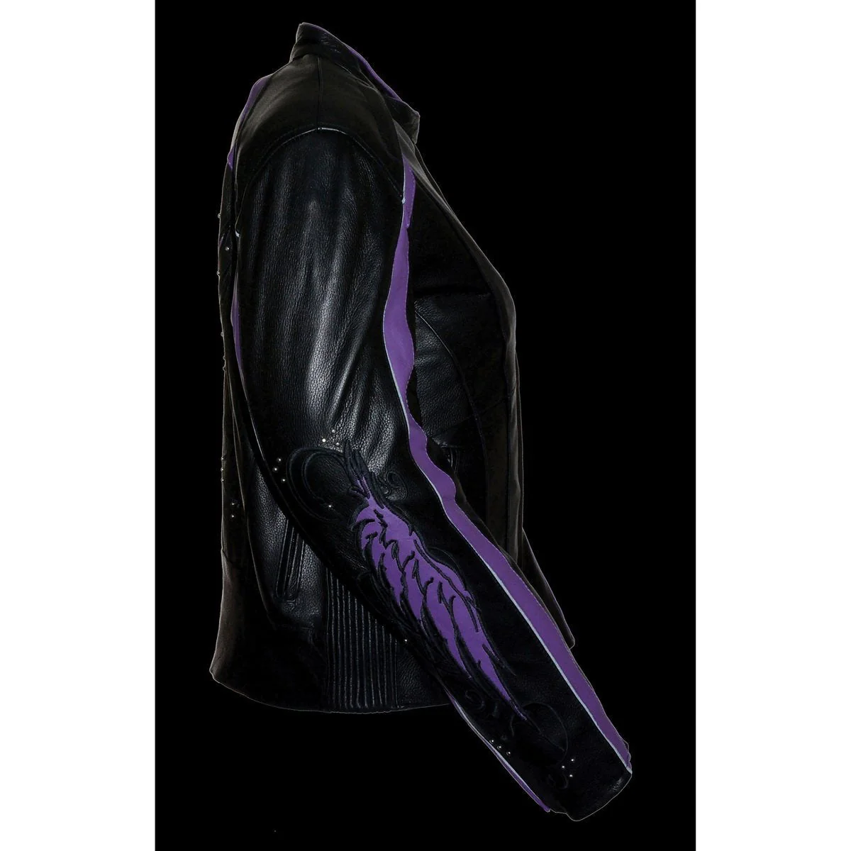 Milwaukee Leather ML1952 Women's Black and Purple Embroidered and Stud Design Scooter Jacket - Image 5