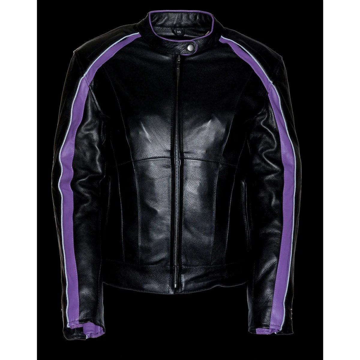 Milwaukee Leather ML1952 Women's Black and Purple Embroidered and Stud Design Scooter Jacket - Image 7