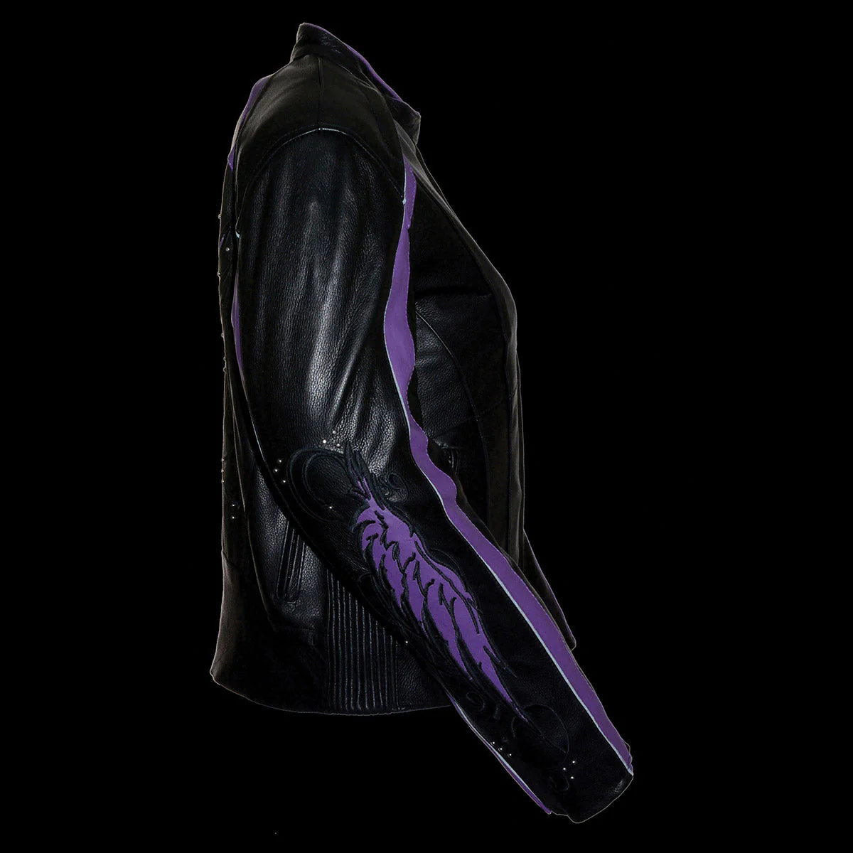 Milwaukee Leather ML1952 Women's Black and Purple Embroidered and Stud Design Scooter Jacket - Image 8
