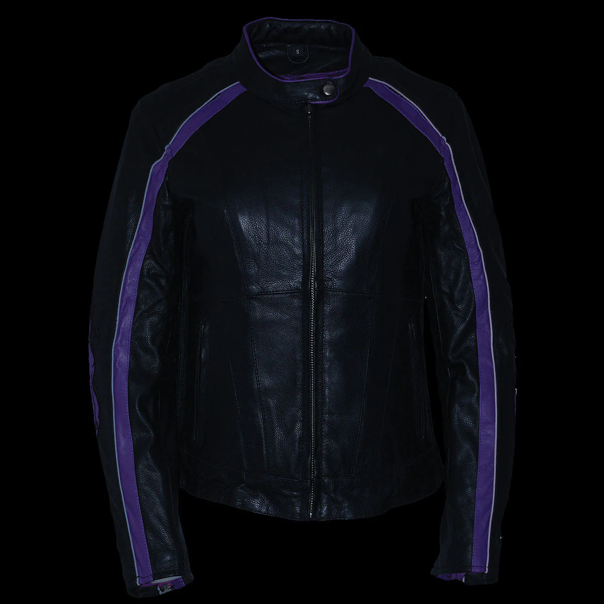 Milwaukee Leather ML1952 Women's Black and Purple Embroidered and Stud Design Scooter Jacket - Image 9