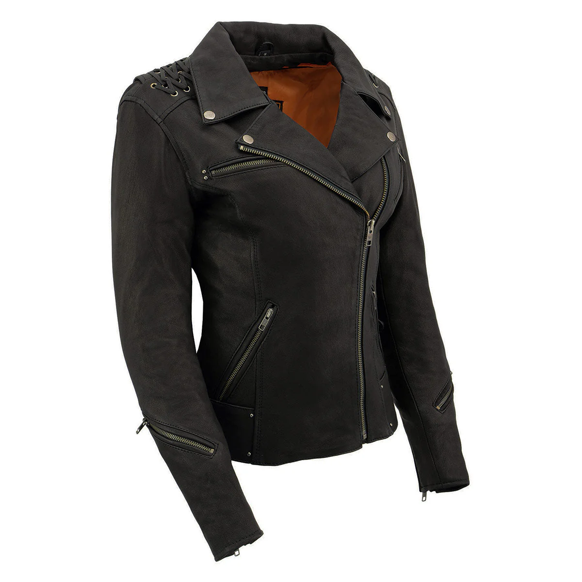 Milwaukee Leather MLL2525 Women's Black Leather Lightweight Lace to Lace Jacket - Image 4