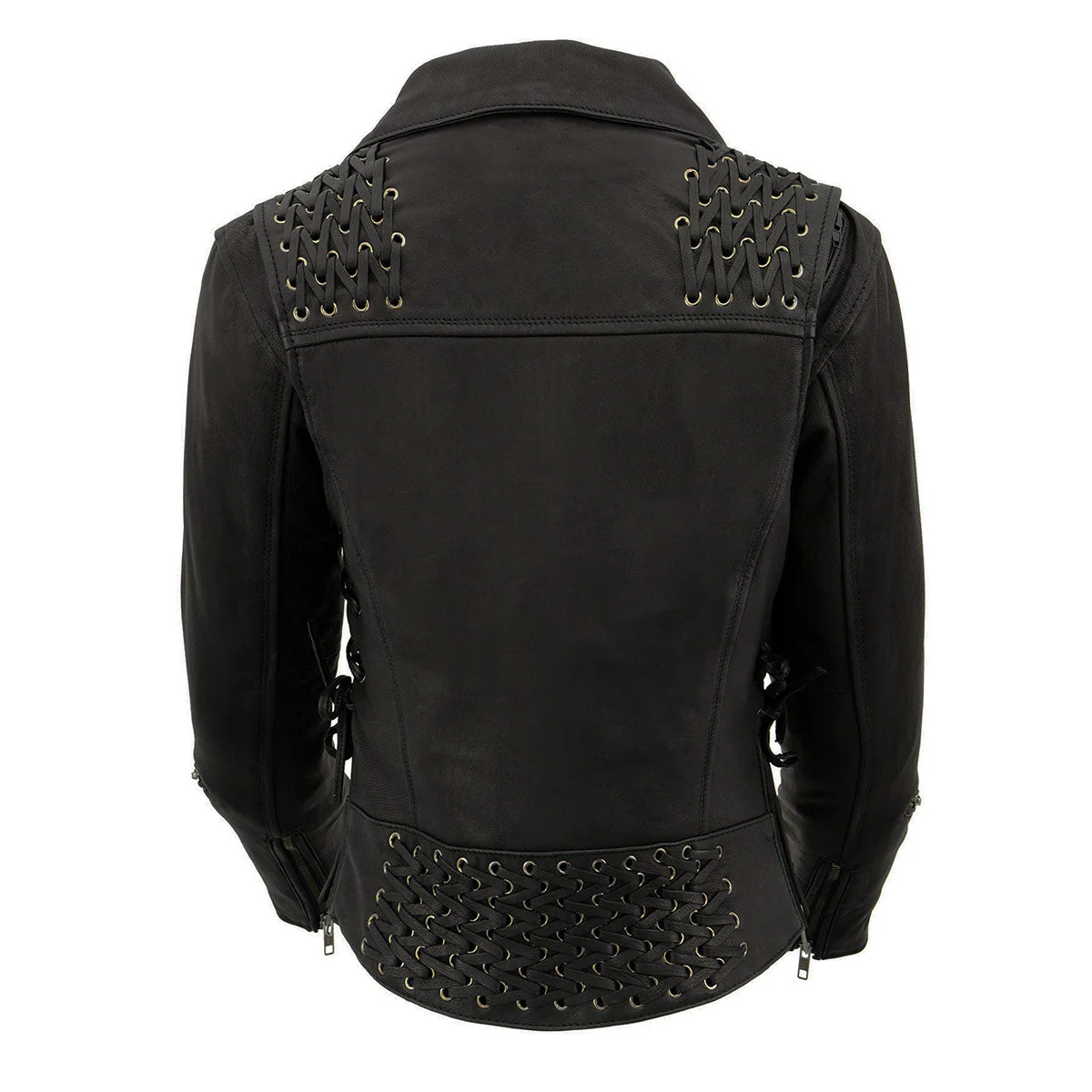 Milwaukee Leather MLL2525 Women's Black Leather Lightweight Lace to Lace Jacket - Image 5