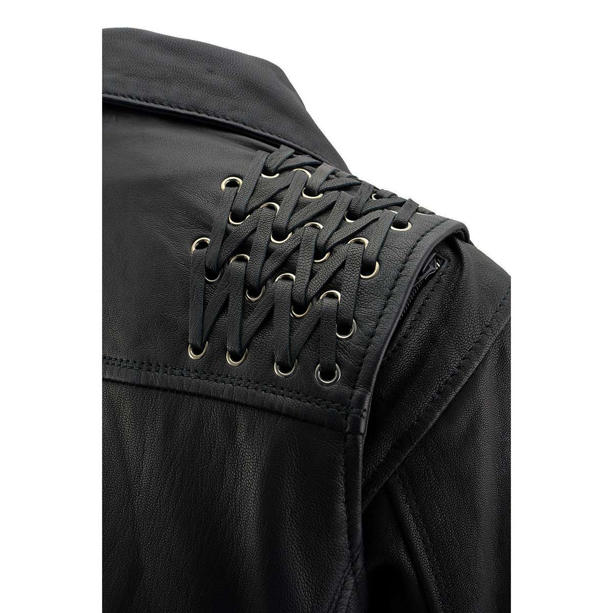 Milwaukee Leather MLL2525 Women's Black Leather Lightweight Lace to Lace Jacket - Image 7