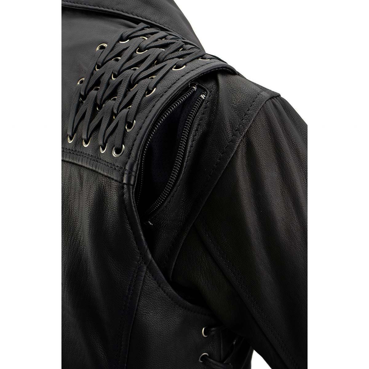 Milwaukee Leather MLL2525 Women's Black Leather Lightweight Lace to Lace Jacket - Image 8