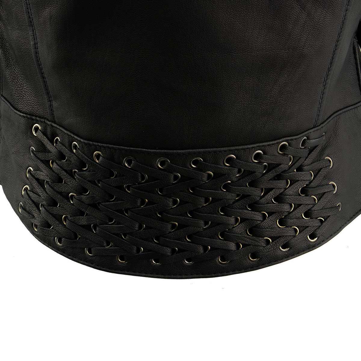 Milwaukee Leather MLL2525 Women's Black Leather Lightweight Lace to Lace Jacket - Image 9