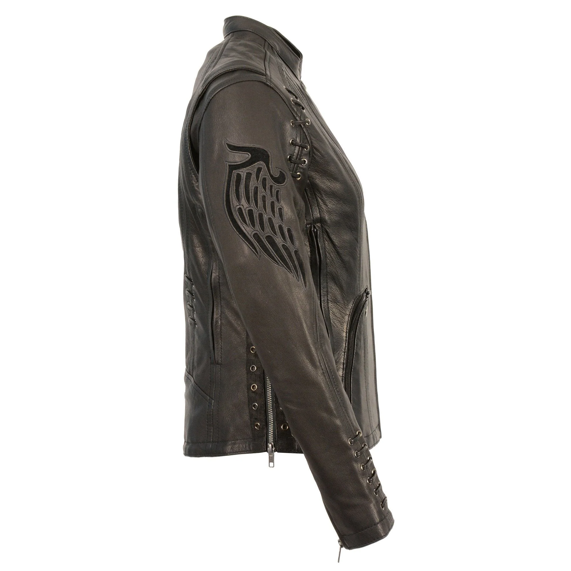 Milwaukee Leather MLL2535 Women's Black Leather Lightweight Scuba Racer Jacket - Image 4