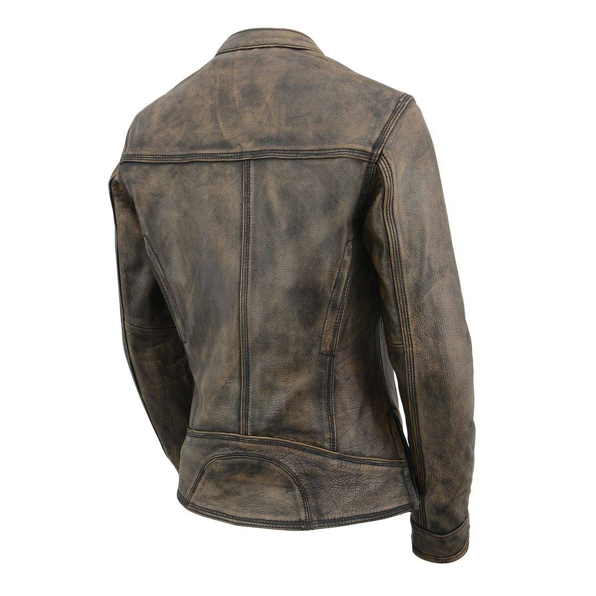 Milwaukee Leather MLL2550 Women's Scooter Distressed Brown Leather Vented Motorcycle Jacket - Image 12