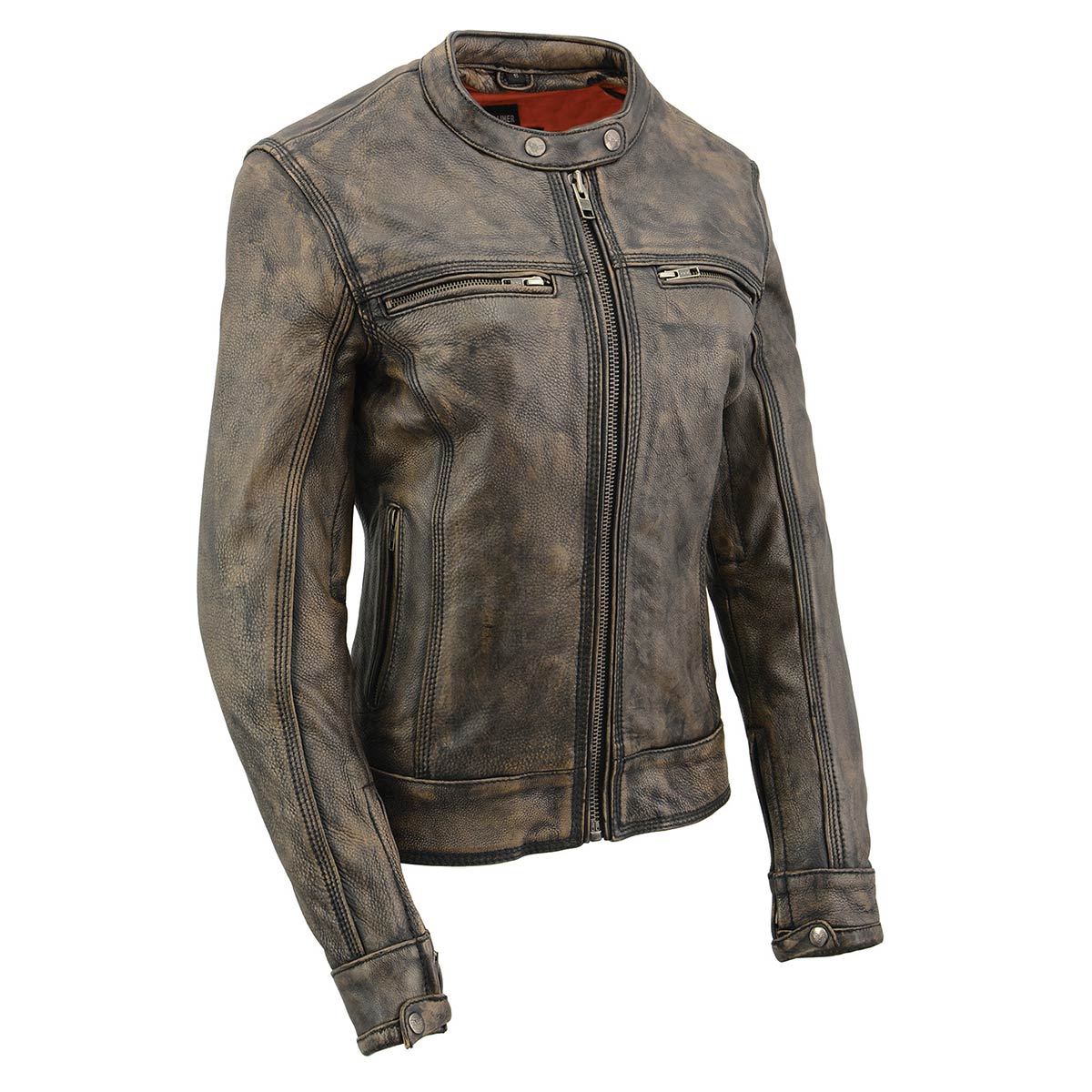 Milwaukee Leather MLL2550 Women's Scooter Distressed Brown Leather Vented Motorcycle Jacket - Image 5