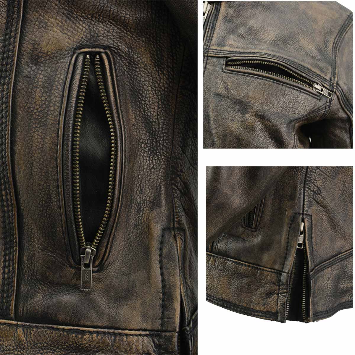 Milwaukee Leather MLL2550 Women's Scooter Distressed Brown Leather Vented Motorcycle Jacket - Image 7