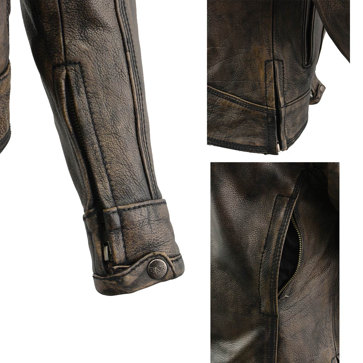 Milwaukee Leather MLL2550 Women's Scooter Distressed Brown Leather Vented Motorcycle Jacket - Image 8
