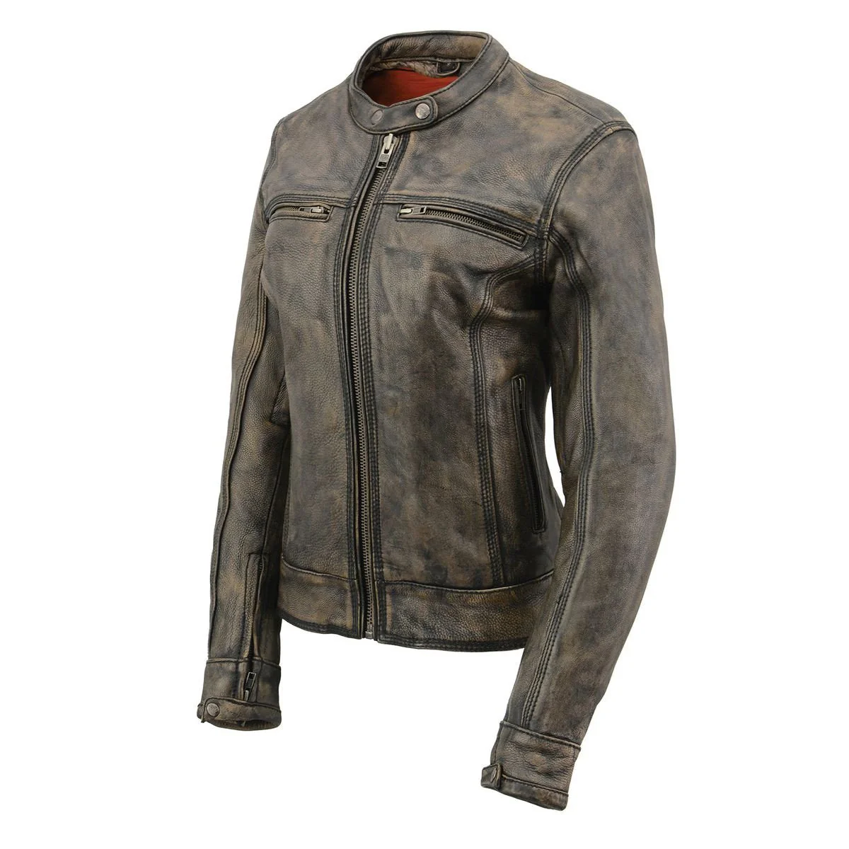 Milwaukee Leather MLL2550 Women's Scooter Distressed Brown Leather Vented Motorcycle Jacket - Image 9