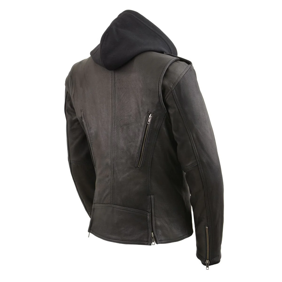 Milwaukee Leather MLL2575 Women's Black Leather Vented Motorcycle Jacket w/ Removable Hoodie - Image 10