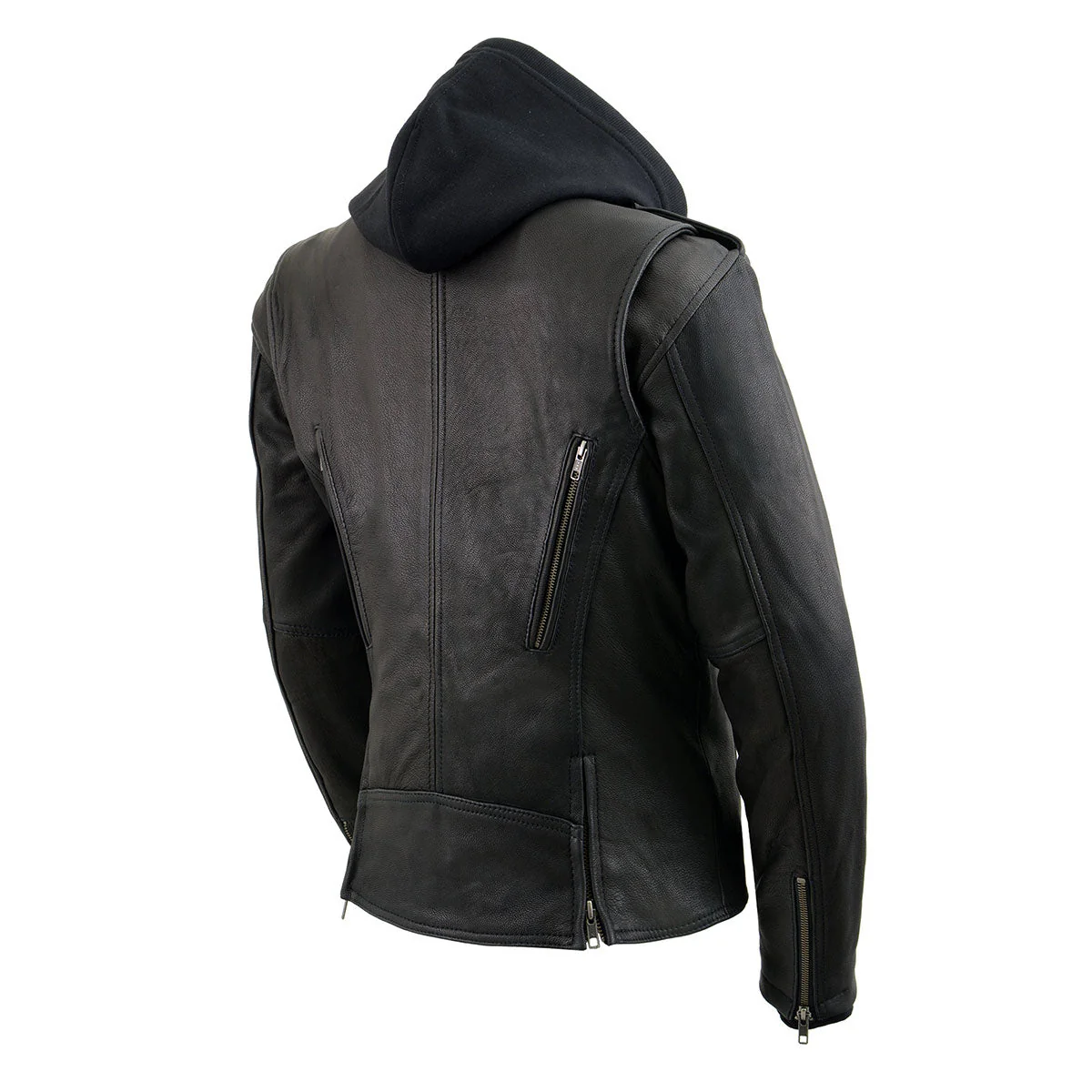 Milwaukee Leather MLL2575 Women's Black Leather Vented Motorcycle Jacket w/ Removable Hoodie - Image 12