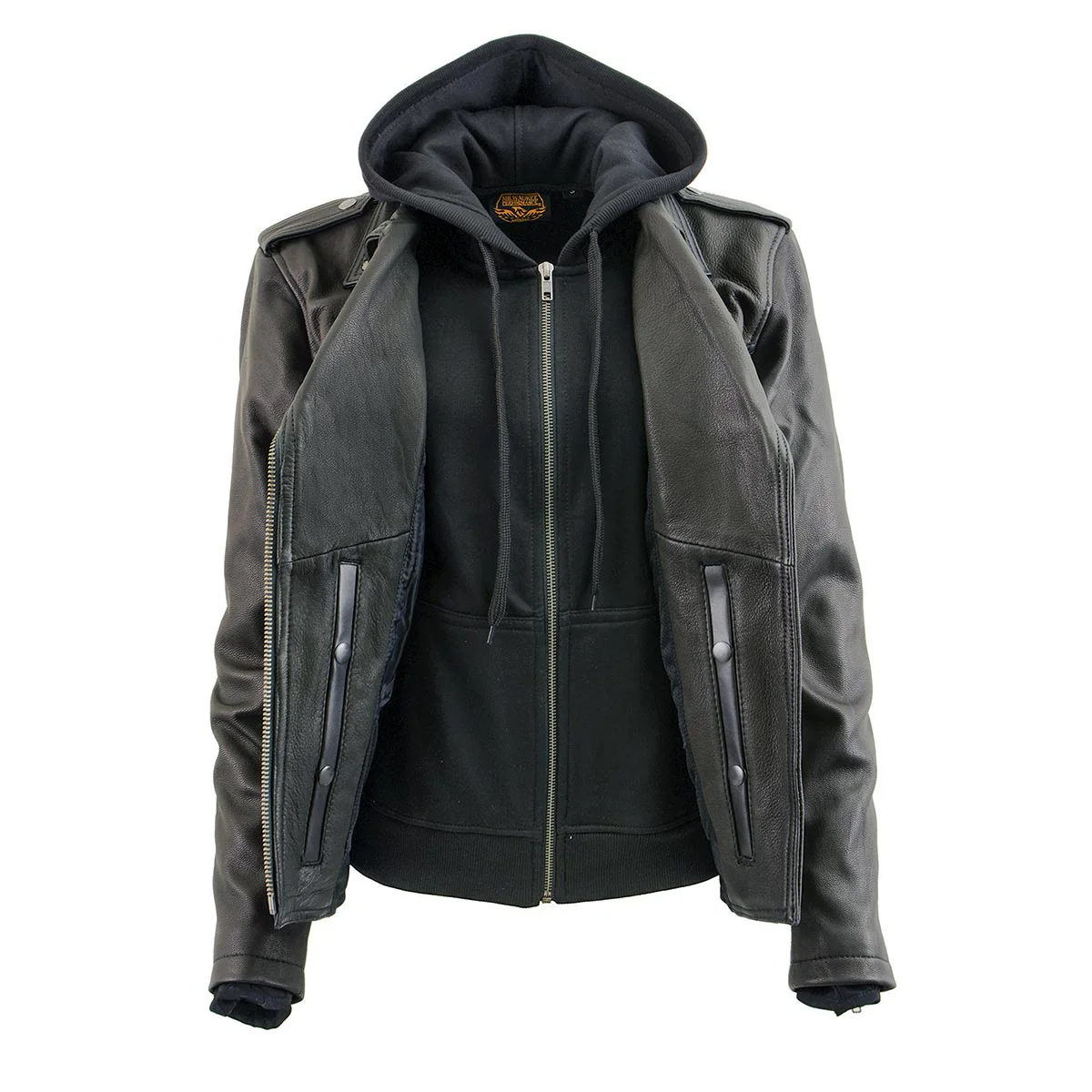 Milwaukee Leather MLL2575 Women's Black Leather Vented Motorcycle Jacket w/ Removable Hoodie - Image 14