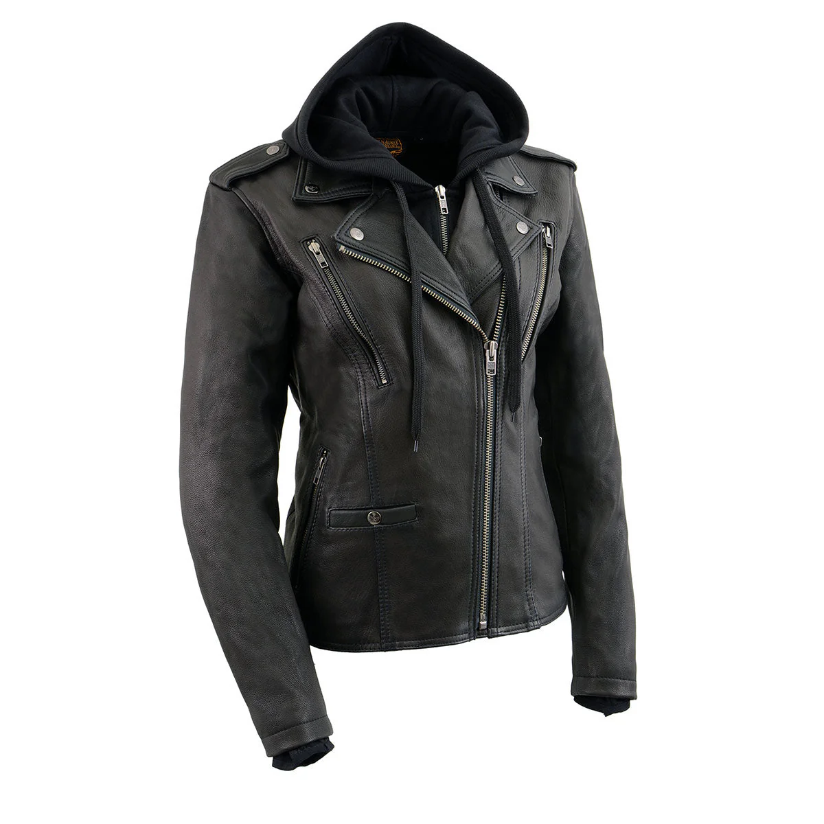 Milwaukee Leather MLL2575 Women's Black Leather Vented Motorcycle Jacket w/ Removable Hoodie - Image 15