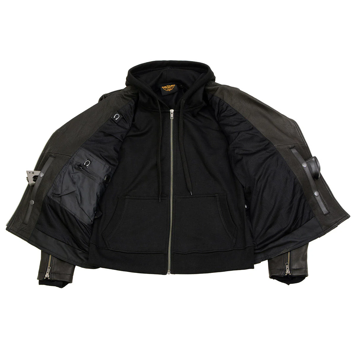 Milwaukee Leather MLL2575 Women's Black Leather Vented Motorcycle Jacket w/ Removable Hoodie - Image 19