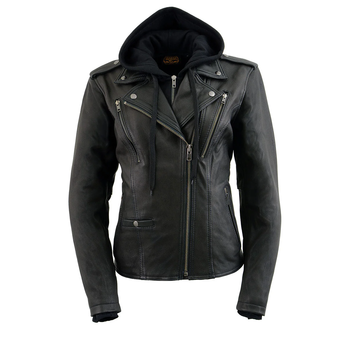Milwaukee Leather MLL2575 Women's Black Leather Vented Motorcycle Jacket w/ Removable Hoodie - Image 20