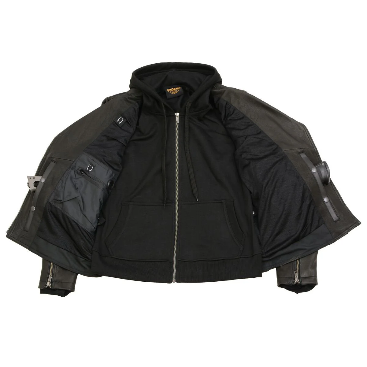 Milwaukee Leather MLL2575 Women's Black Leather Vented Motorcycle Jacket w/ Removable Hoodie - Image 6