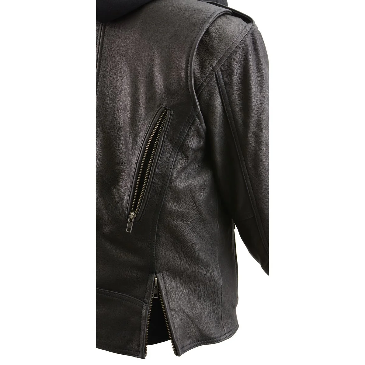 Milwaukee Leather MLL2575 Women's Black Leather Vented Motorcycle Jacket w/ Removable Hoodie - Image 8