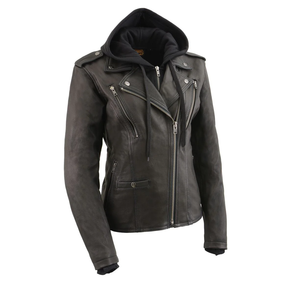 Milwaukee Leather MLL2575 Women's Black Leather Vented Motorcycle Jacket w/ Removable Hoodie - Image 9
