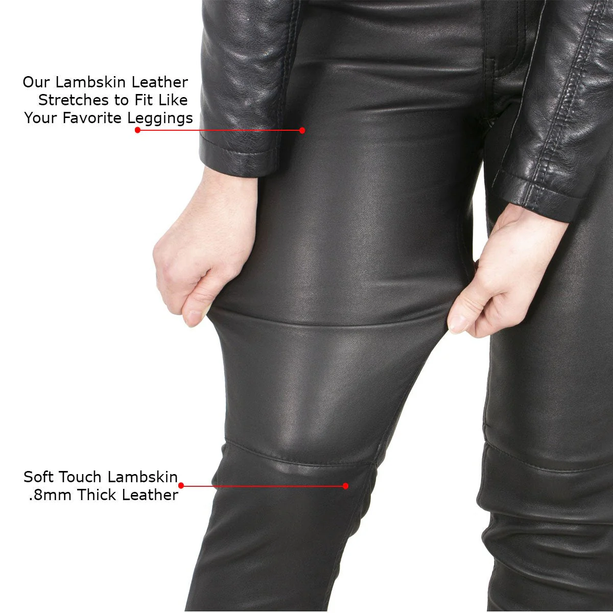 Milwaukee Leather MLL6690 'Sandy' Women’s Black Lambskin Stretch Leather Pants - Image 2