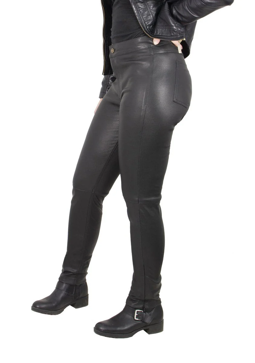 Milwaukee Leather MLL6690 'Sandy' Women’s Black Lambskin Stretch Leather Pants - Image 6