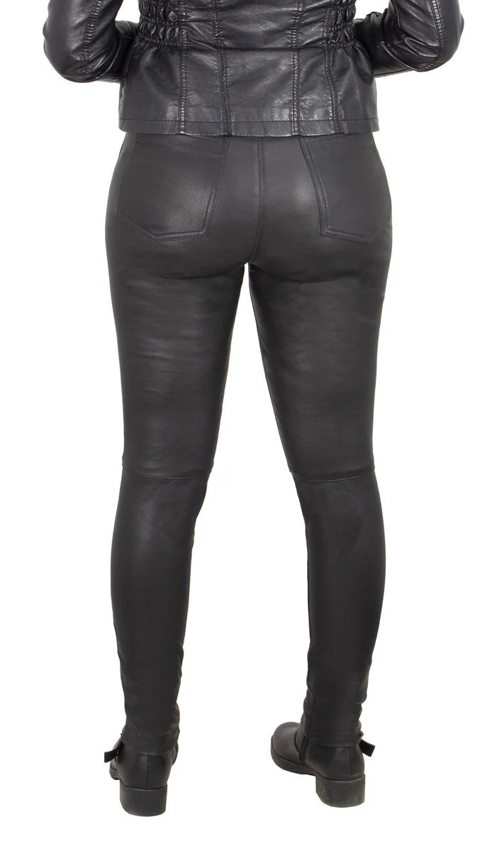 Milwaukee Leather MLL6690 'Sandy' Women’s Black Lambskin Stretch Leather Pants - Image 7