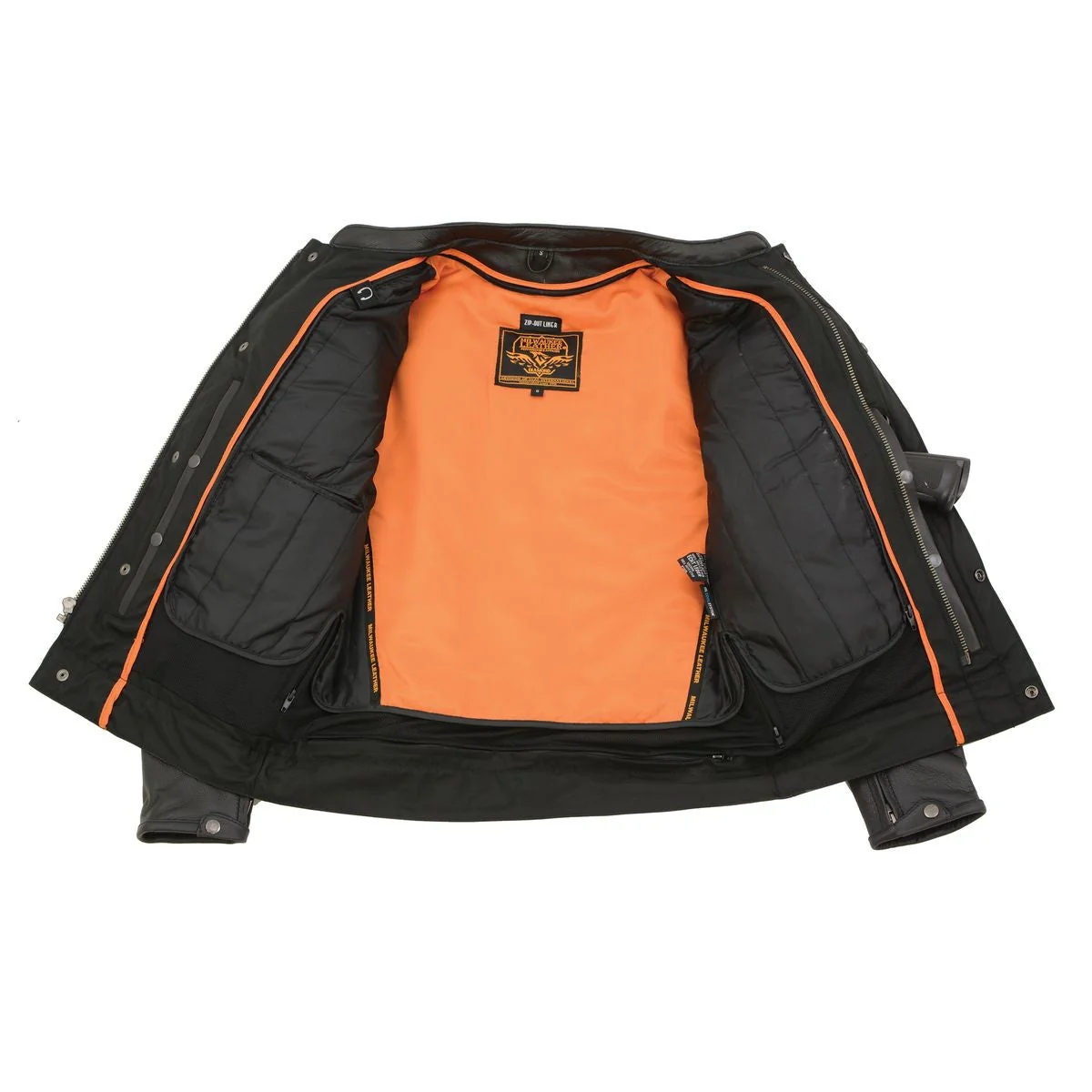 Milwaukee Leather MLM1506 Men's Black Premium Leather Motorcycle Jacket w/ Utility Pockets Cool-Tec Leather Treatement - Image 19