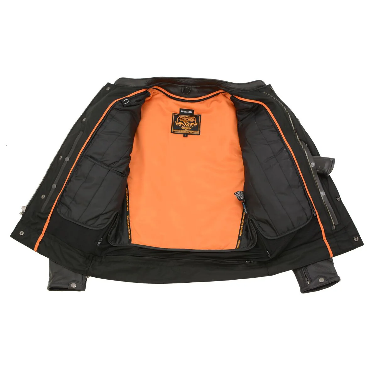 Milwaukee Leather MLM1506 Men's Black Premium Leather Motorcycle Jacket w/ Utility Pockets Cool-Tec Leather Treatement - Image 6