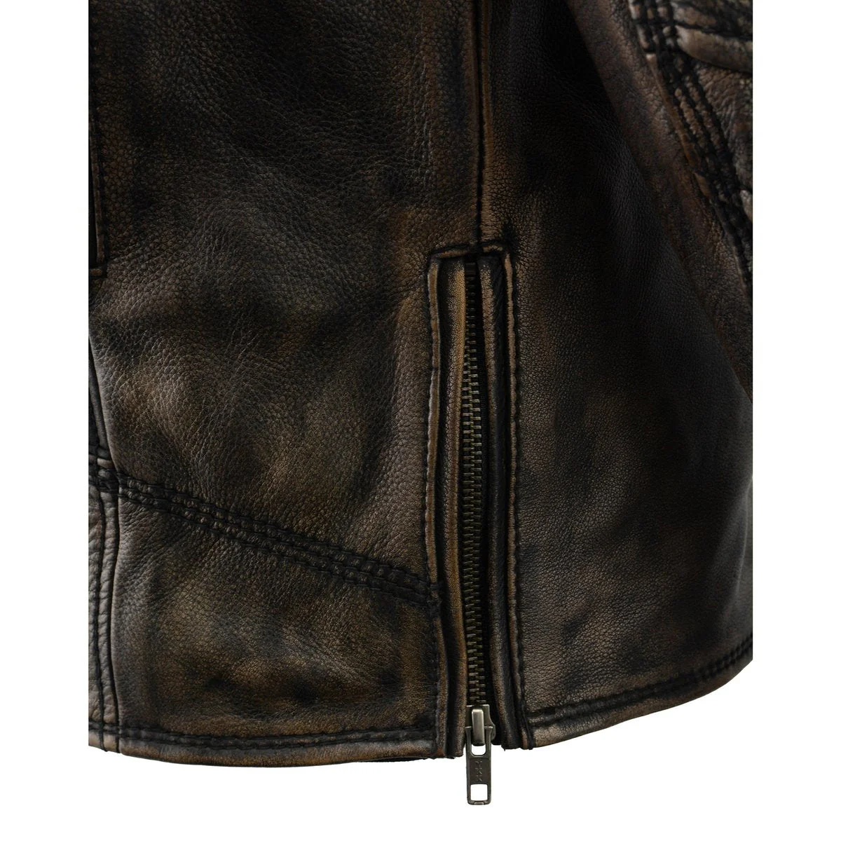 Milwaukee Leather MLM1515 Men's Classic Beltless Distressed Brown Leather Triple Stitched Motorcycle Biker Jacket - Image 10