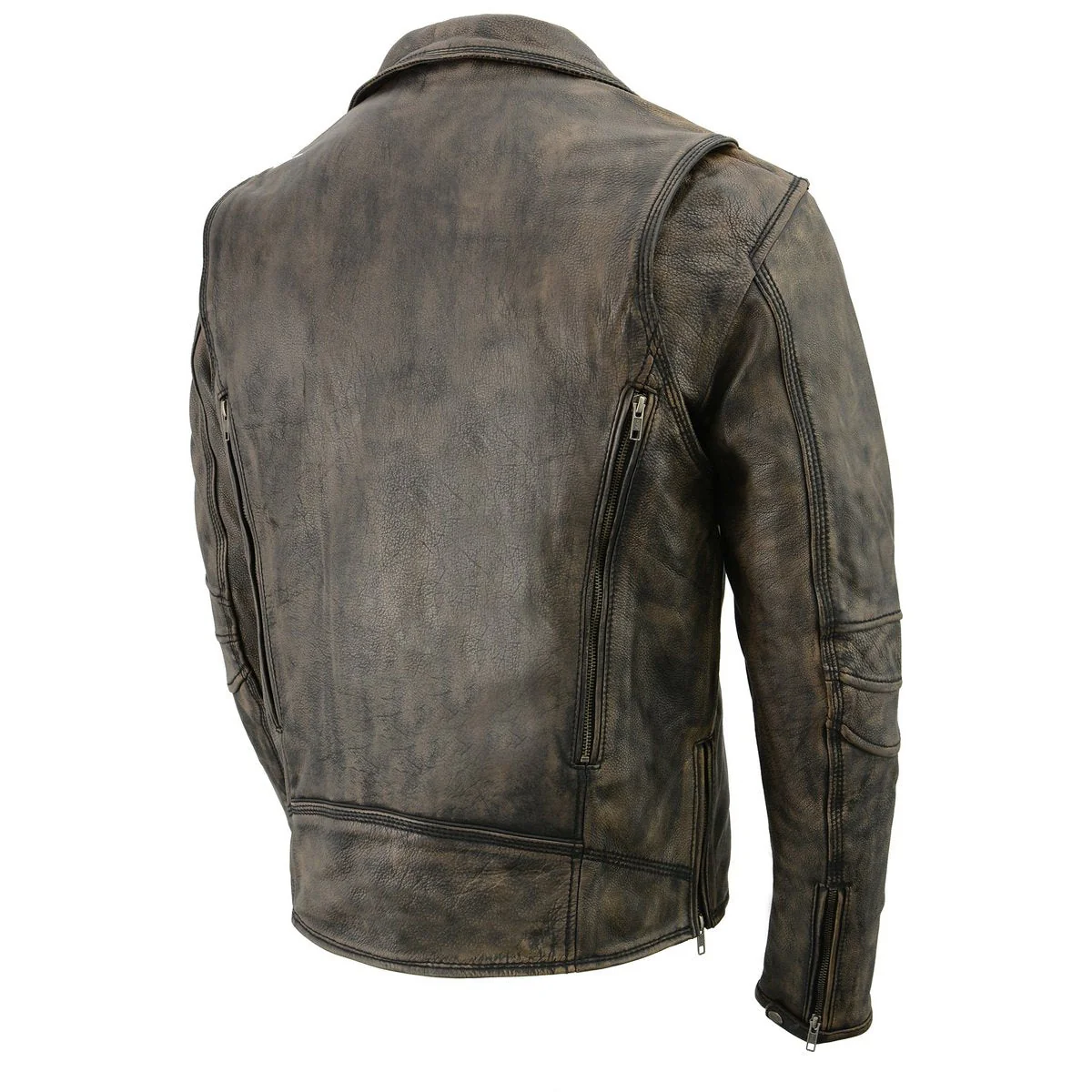 Milwaukee Leather MLM1515 Men's Classic Beltless Distressed Brown Leather Triple Stitched Motorcycle Biker Jacket - Image 13