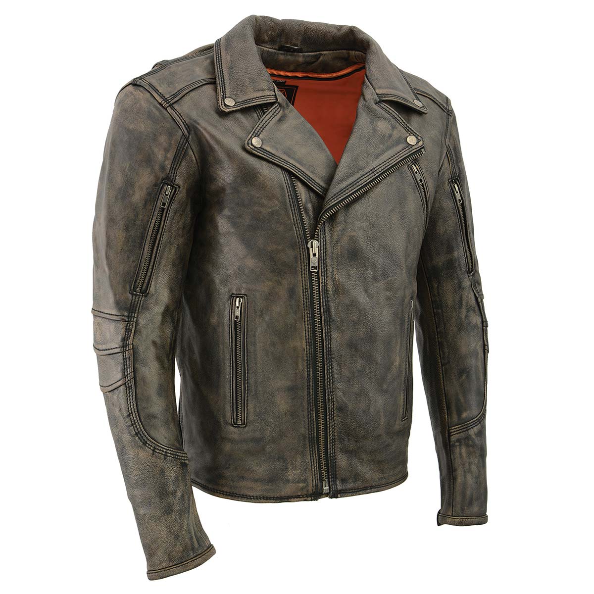 Milwaukee Leather MLM1515 Men's Classic Beltless Distressed Brown Leather Triple Stitched Motorcycle Biker Jacket - Image 17