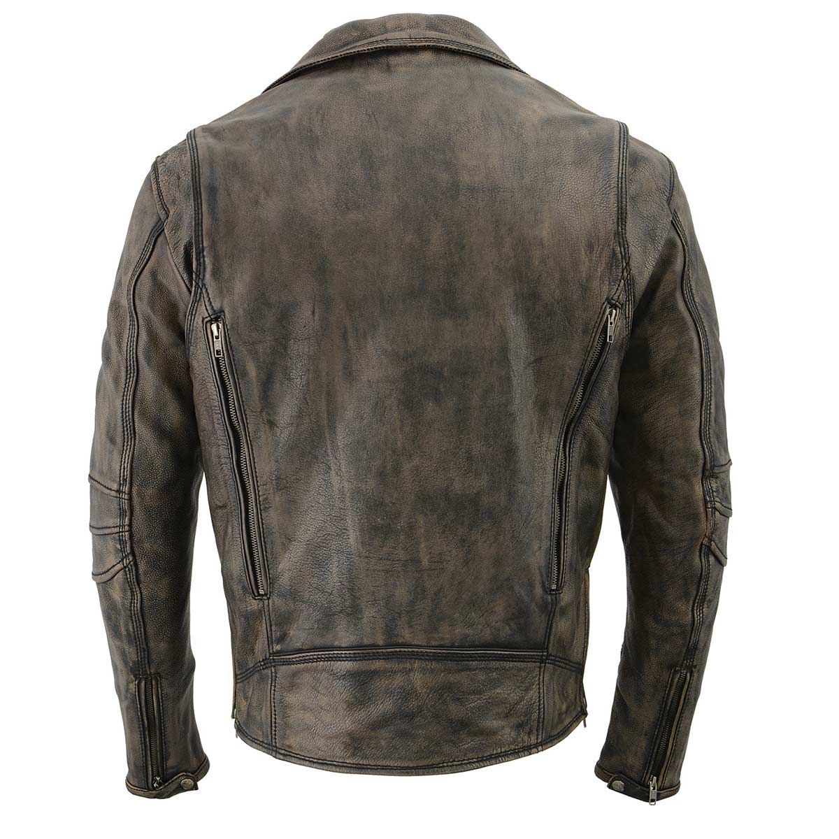 Milwaukee Leather MLM1515 Men's Classic Beltless Distressed Brown Leather Triple Stitched Motorcycle Biker Jacket - Image 18