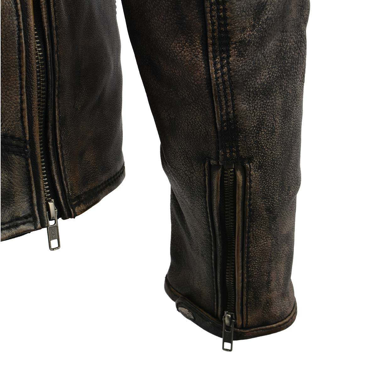 Milwaukee Leather MLM1515 Men's Classic Beltless Distressed Brown Leather Triple Stitched Motorcycle Biker Jacket - Image 20