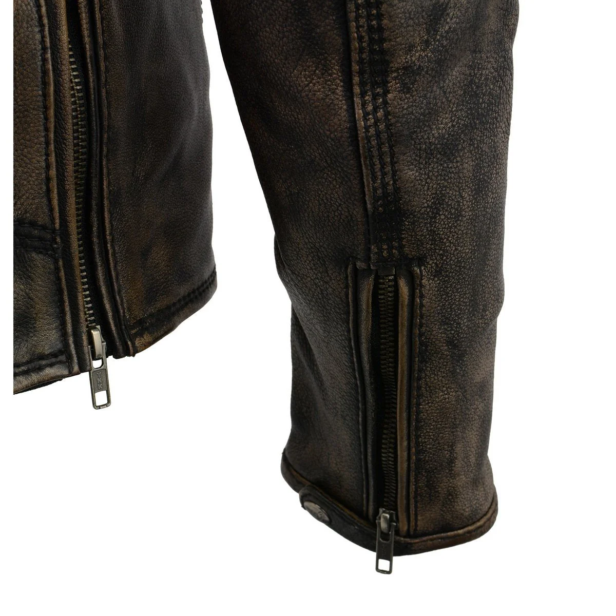 Milwaukee Leather MLM1515 Men's Classic Beltless Distressed Brown Leather Triple Stitched Motorcycle Biker Jacket - Image 9