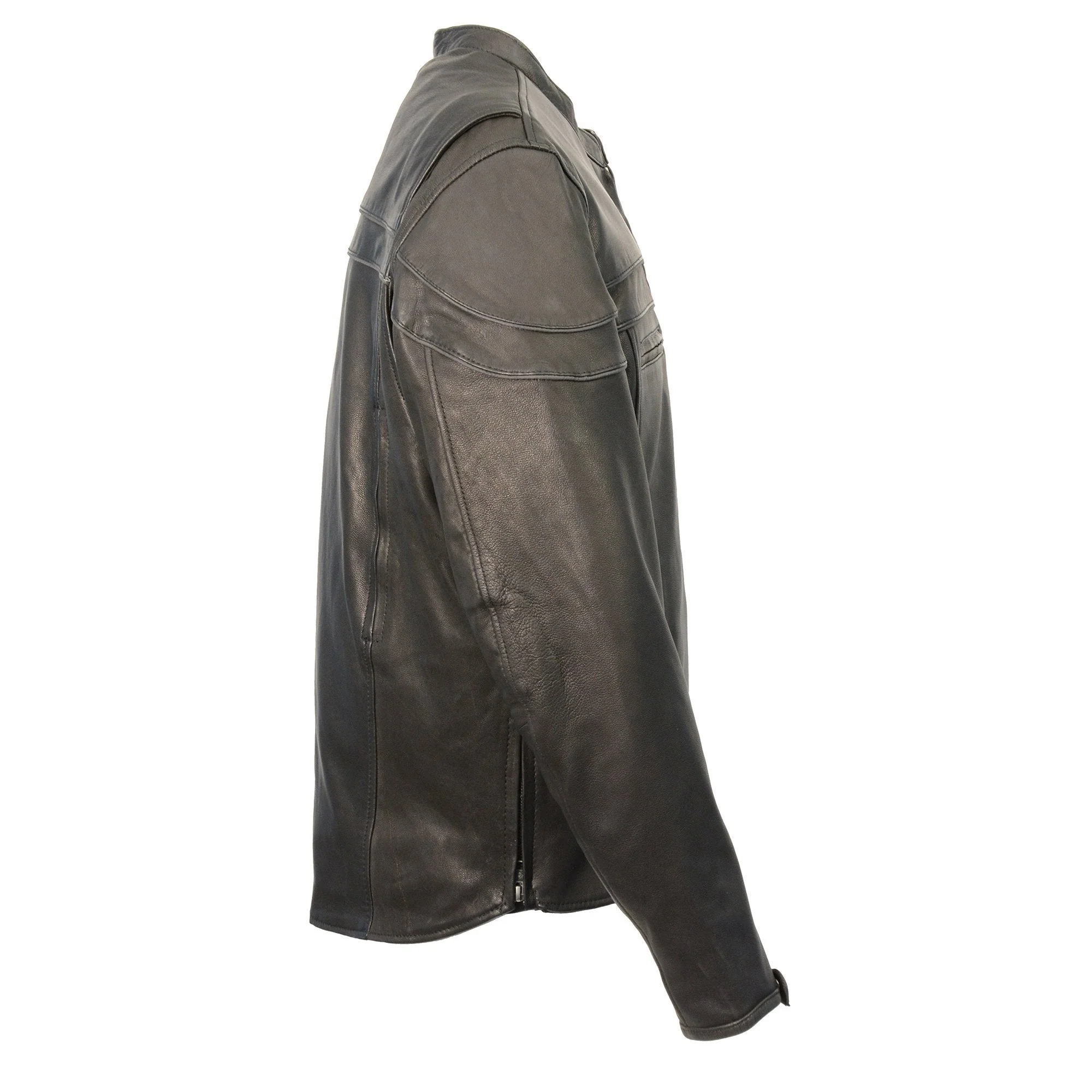 Milwaukee Leather MLM1525 Men's ‘Crossover’ Black Leather Lightweight MC Jacket - Image 2