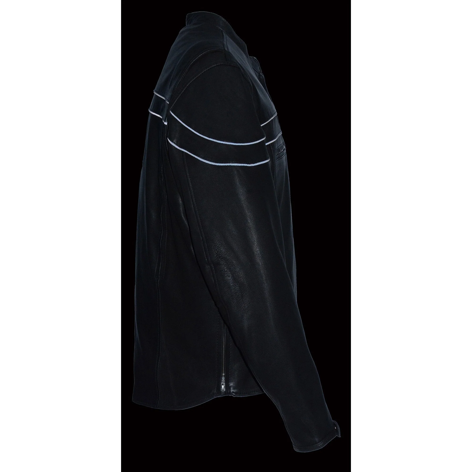 Milwaukee Leather MLM1525 Men's ‘Crossover’ Black Leather Lightweight MC Jacket - Image 5