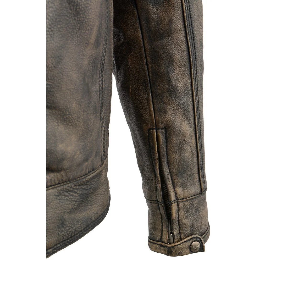 Milwaukee Leather MLM1550 Men's Vented Black-Beige Distressed Leather Scooter Style Motorcycle Jacket w/ Liner - Image 16
