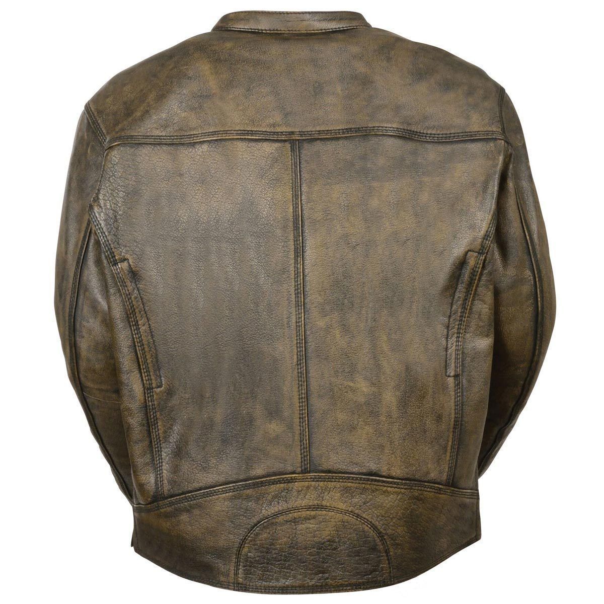Milwaukee Leather MLM1550 Men's Vented Black-Beige Distressed Leather Scooter Style Motorcycle Jacket w/ Liner - Image 2