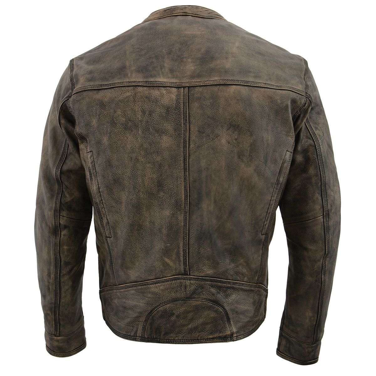 Milwaukee Leather MLM1550 Men's Vented Black-Beige Distressed Leather Scooter Style Motorcycle Jacket w/ Liner - Image 20