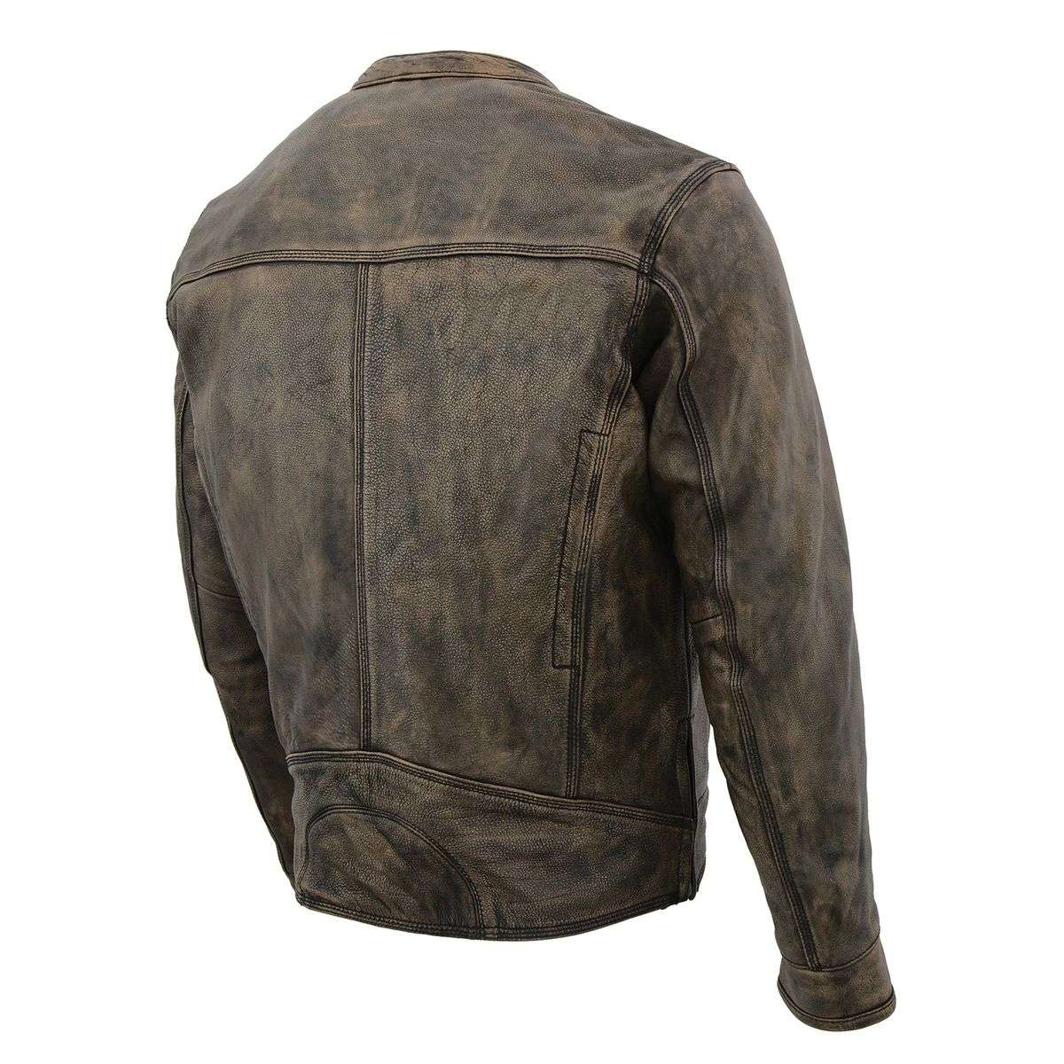 Milwaukee Leather MLM1550 Men's Vented Black-Beige Distressed Leather Scooter Style Motorcycle Jacket w/ Liner - Image 23