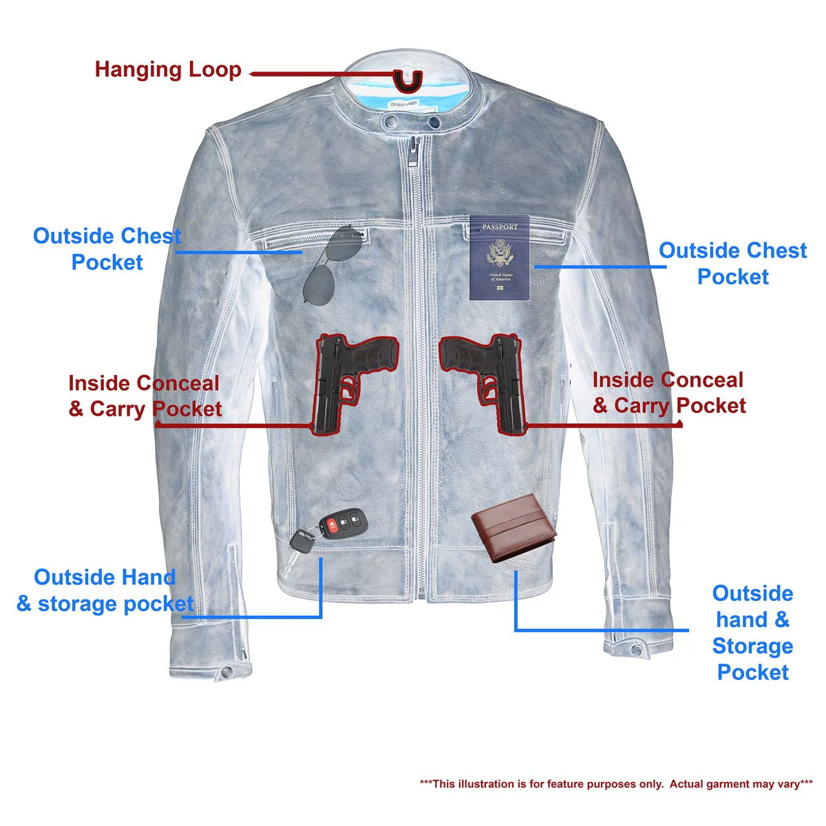 Milwaukee Leather MLM1550 Men's Vented Black-Beige Distressed Leather Scooter Style Motorcycle Jacket w/ Liner - Image 3