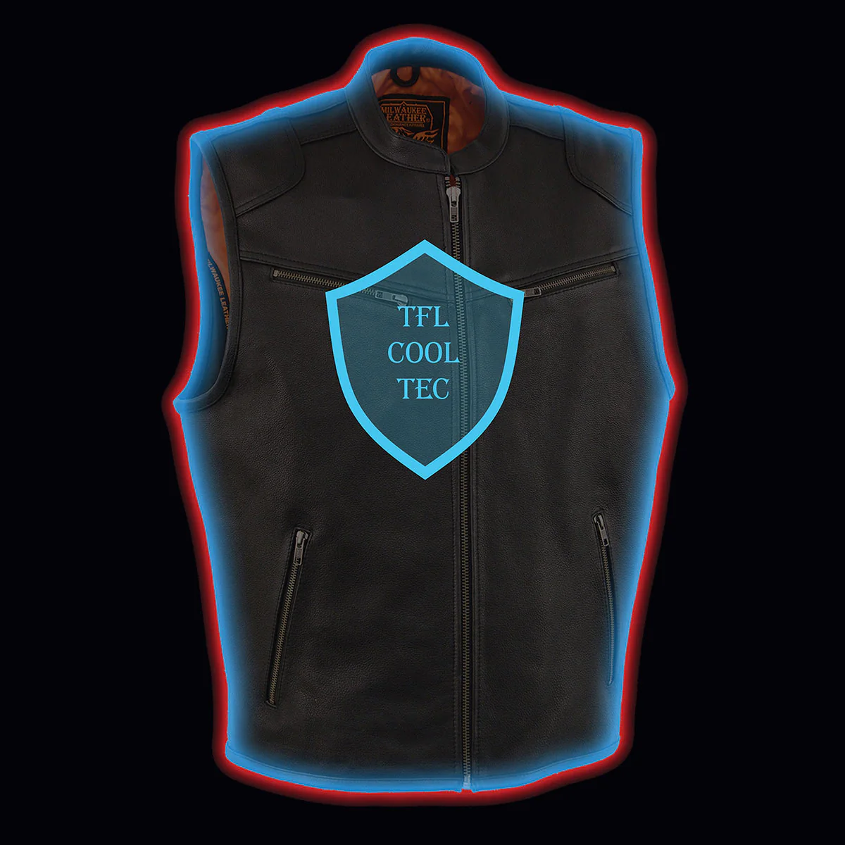 Milwaukee Leather MLM3502 Men's Black Premium Leather Motorcycle Rider Vest with Cool-Tec Leather Treatment Tech - Image 9