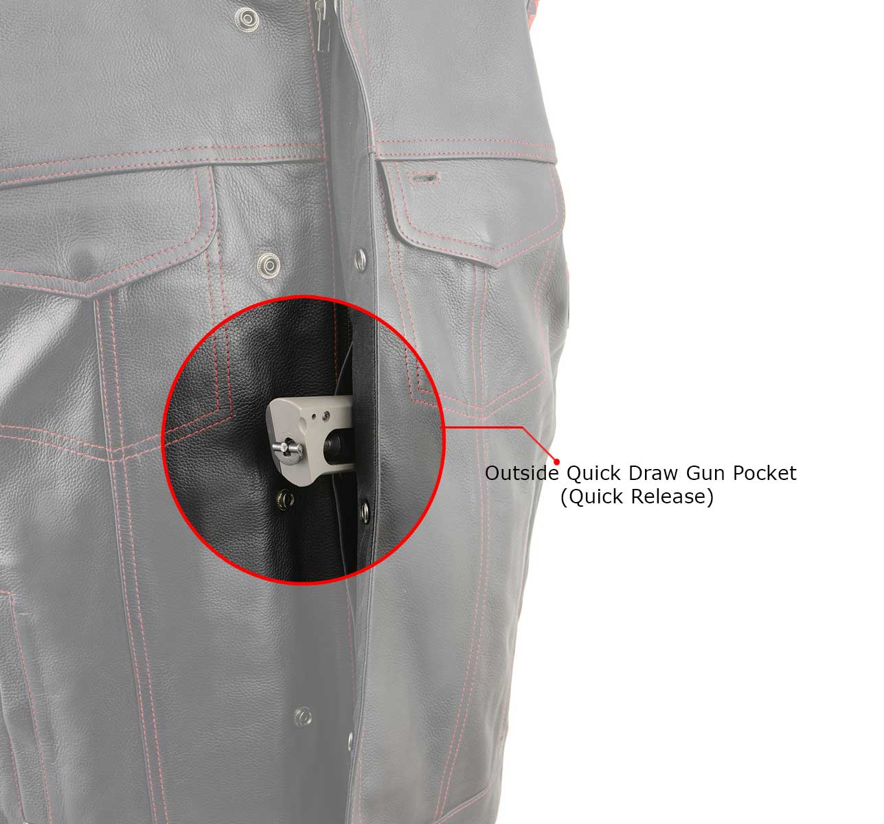 Milwaukee Leather MLM3506 Men's Black Premium Leather Vest - Old Glory Laced Armholes Red Stitching Club Style Vest - Image 6
