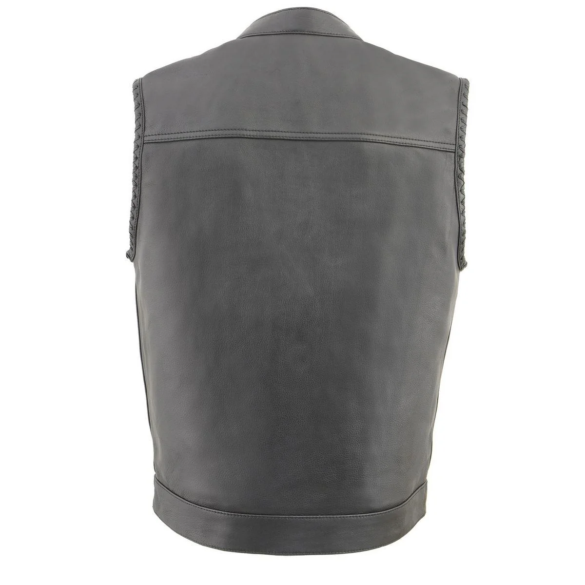 Milwaukee Leather MLM3508 Men's Black Premium Leather Vest - Old Glory Laced Armholes Black Stitching Club Style Vest - Image 2