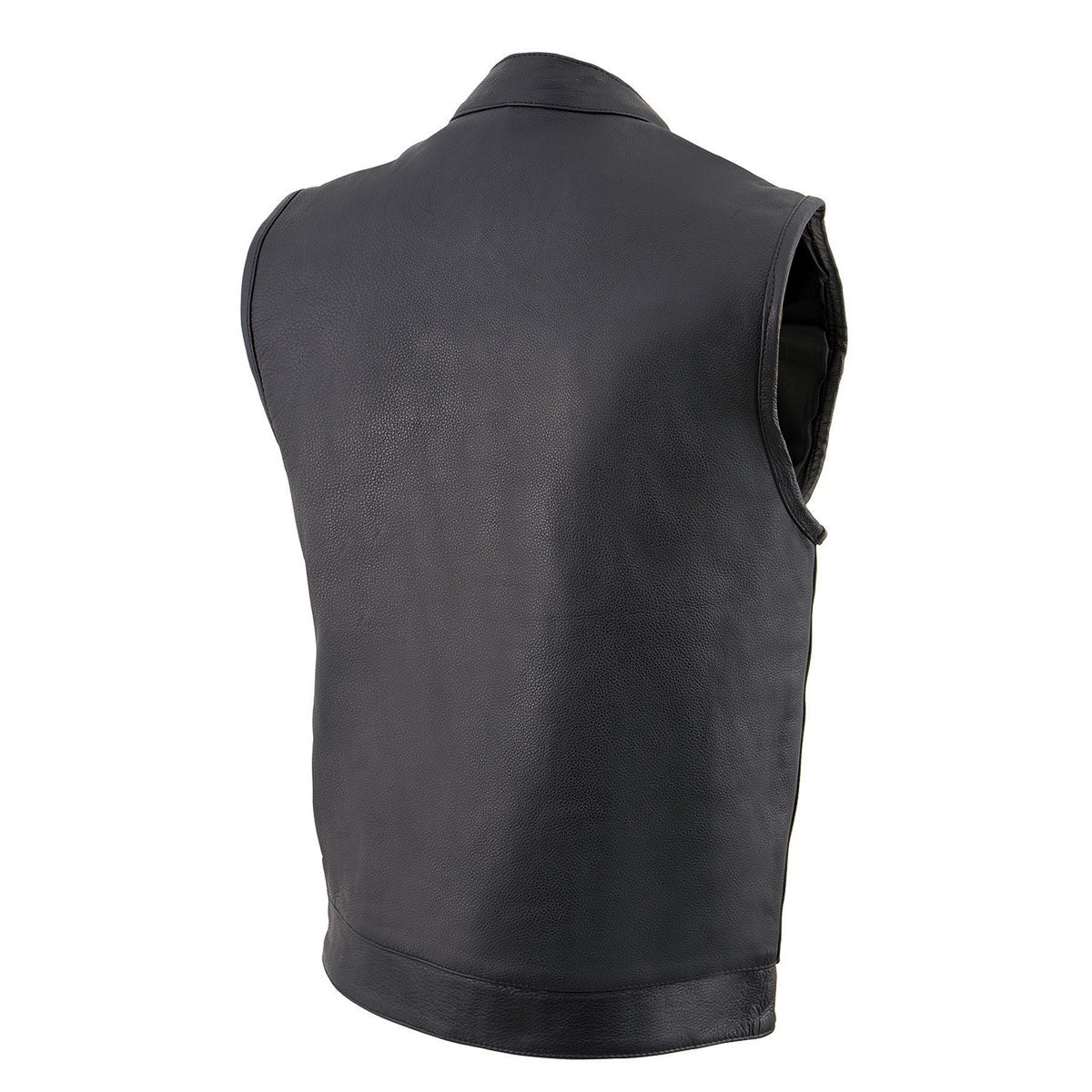 Milwaukee Leather MLM3510 Men's Black Premium Leather Club Style Vest - Dual Closure Open Neck Motorcycle Rider Vest - Image 4