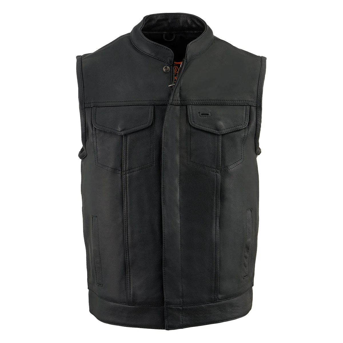 Milwaukee Leather MLM3510 Men's Black Premium Leather Club Style Vest - Dual Closure Open Neck Motorcycle Rider Vest - Image 5