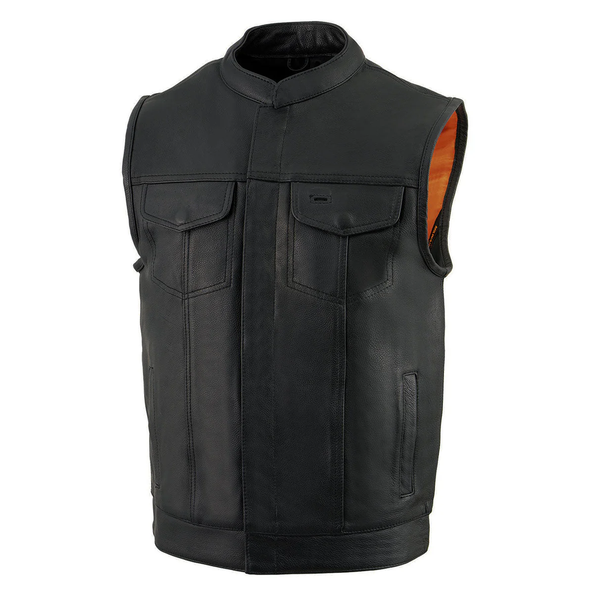 Milwaukee Leather MLM3510 Men's Black Premium Leather Club Style Vest - Dual Closure Open Neck Motorcycle Rider Vest - Image 8