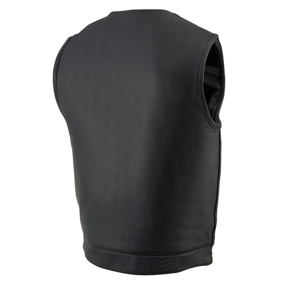 Milwaukee Leather MLM3511 Men's Black Collarless Snap/Zipper Club Style Motorcycle Leather Vest - Image 12
